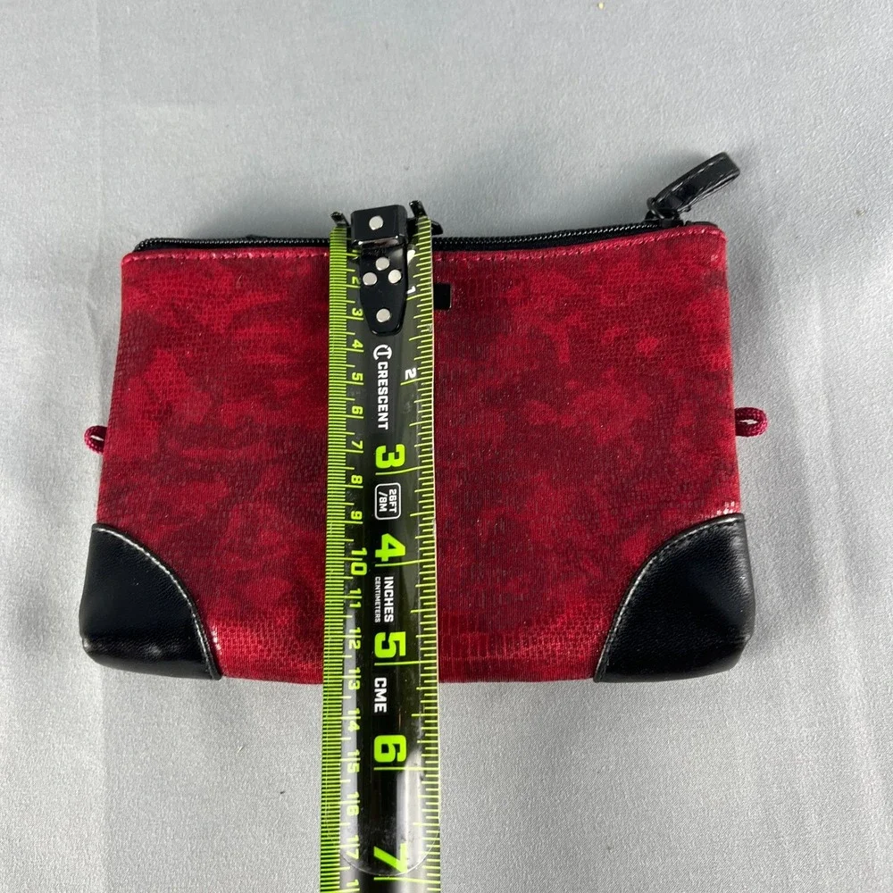 Basics Cosmetic Makeup Bag Womens Small Red Black Leather Trim Travel Organizer